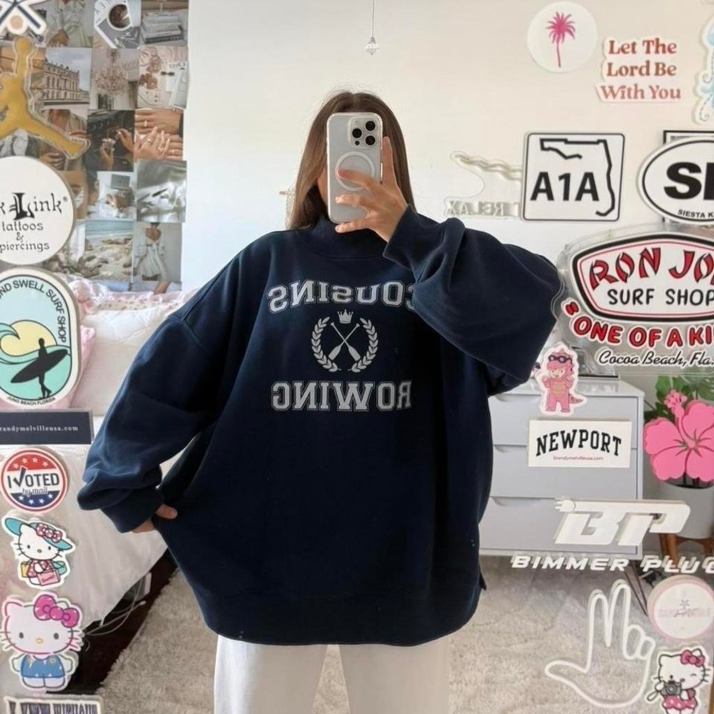 American Eagle The Summer I Turned Pretty Navy Mock Neck Sweatshirt